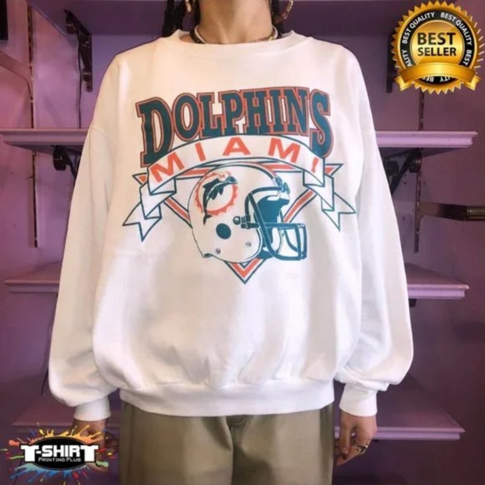 Vintage Miami Dolphins Helmet Shirt, NFL Football Shirt, Graphic Shirt For Men W